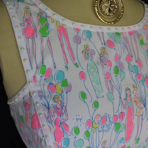 Rare Lilly Pulitzer Sandrine fit & flare Balloon resort white Pop beaded dress - Picture 8 of 11